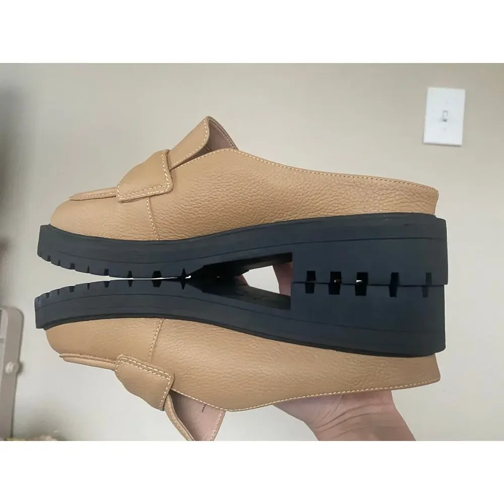 Perfect Condition WYDR Slip On Tan Leather Mules Loafers “Alex” Lug Mules Sz 10